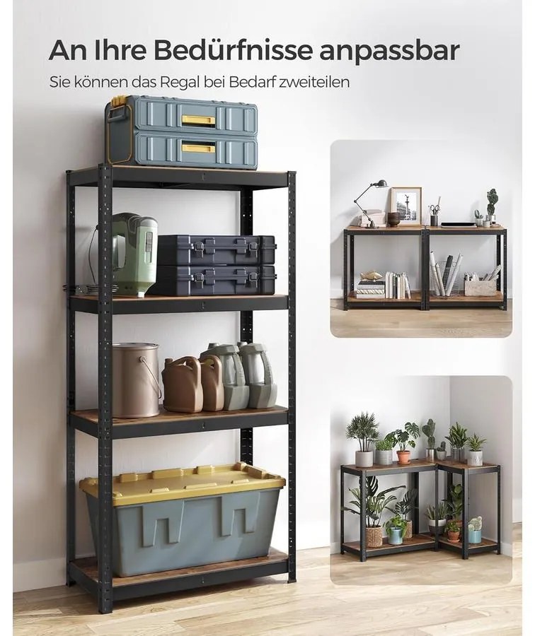 Álló polc, könyvespolc, tárolópolc 40 × 80 × 160 cm, barna/fekete