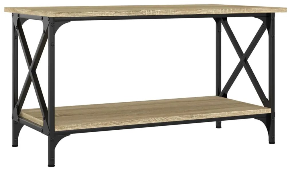 Sonoma tölgy színű szerelt fa és vas dohányzóasztal 80x45x45 cm