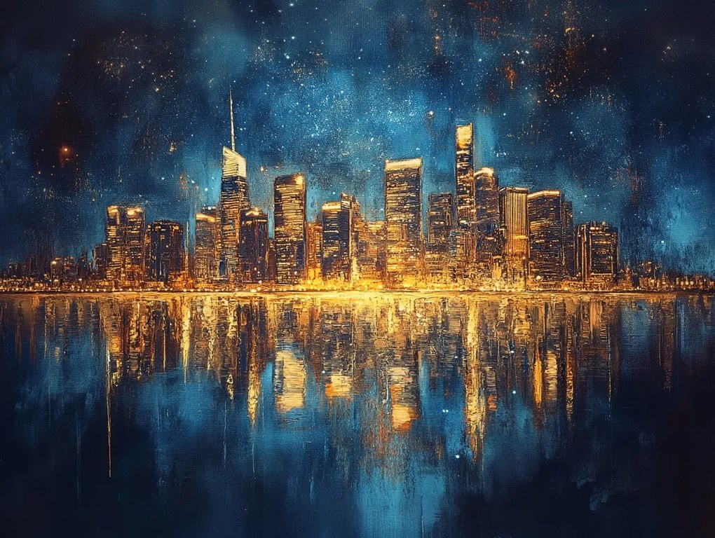Vászonkép Canvas Panoráma Éjszaka Usa New York Manhattan Fények 80x60