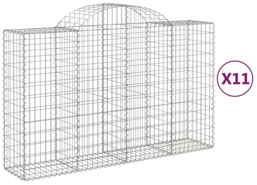 11 db íves horganyzott vas gabion kosár 200x50x120/140 cm