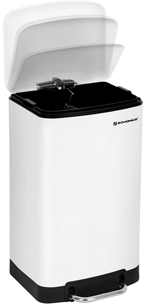 Fedéllel ellátott kuka, pedálos konyhai hulladékgyűjtő 30l, fehér