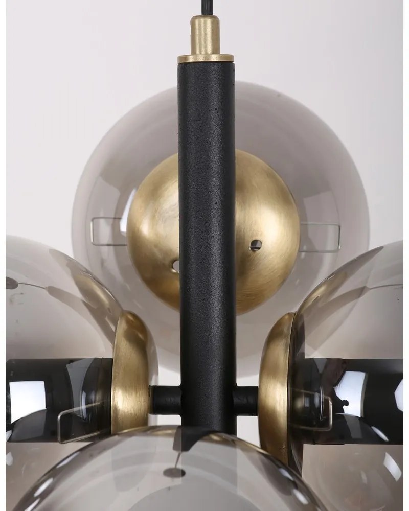 Fekete-szürke függőlámpa üveg búrával ø 15 cm Forte – Squid Lighting