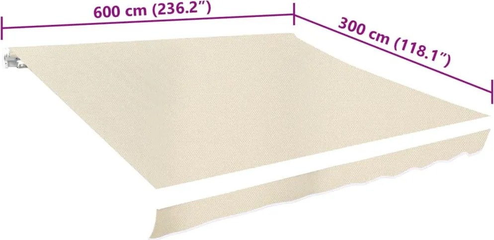 Krémszínű vászon napellenző ponyva 6 x 3 m (a váz nem tartozék)