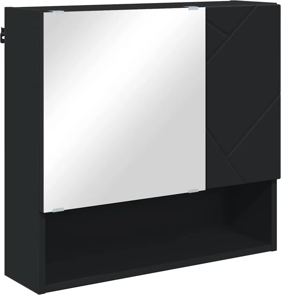 vidaXL Tükörszekrény Falra szerelhető Fekete 59 x 17 x 55 cm Faanyag