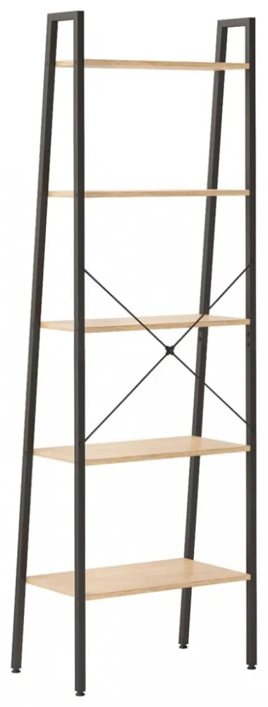 5-szintes világosbarna-fekete állópolc 56x35x174 cm
