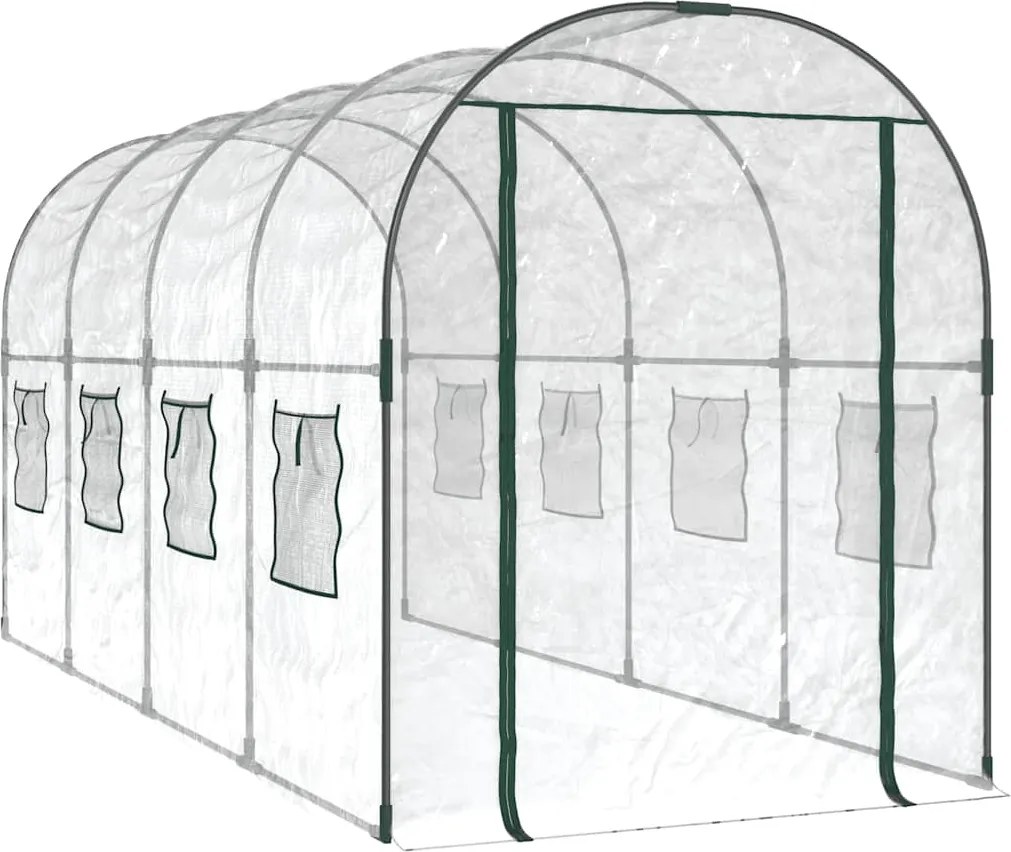 vidaXL átlátszó PVC és porszórt acél melegház 160 x 400 x 190 cm