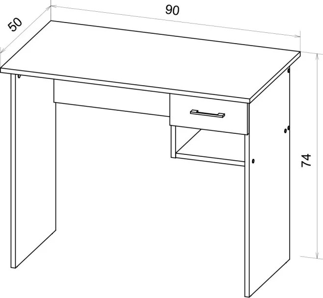Íróasztal 1 fiókkal Artisan tölgy / antracit színkombinációban – COLIN