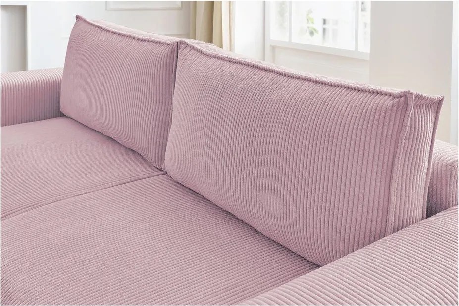 Világos rózsaszín kordbársony kinyitható kanapé 245 cm Nihad – Bobochic Paris