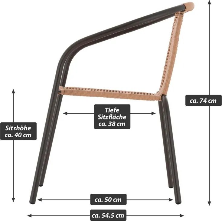 GARTHEN Bistro rattan kerti szék készlet 2 db barna