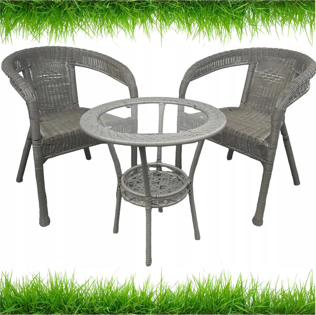 Kerti Bútor Szett technorattan Classic Mini 3 részes Erkély Szürke