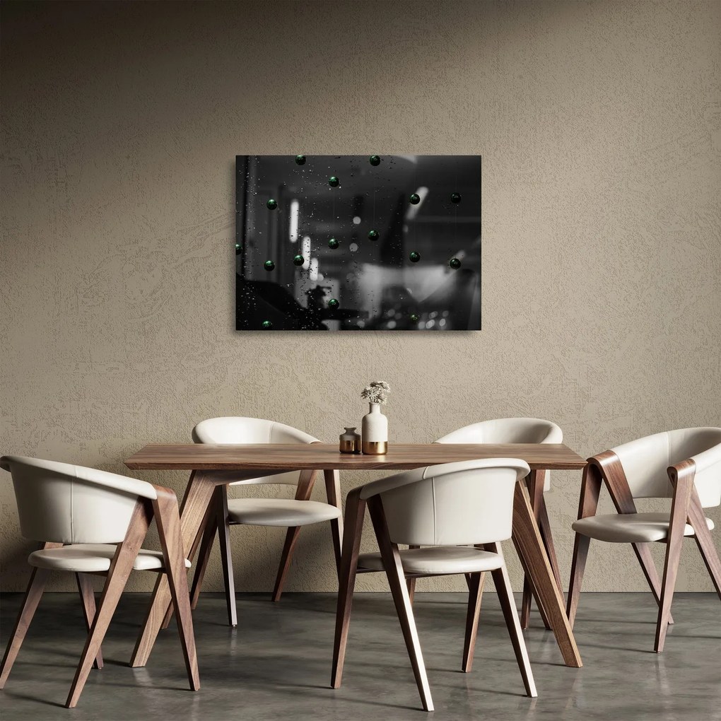 Absztrakt kép - zöld golyó (üvegen) (70x50 cm)