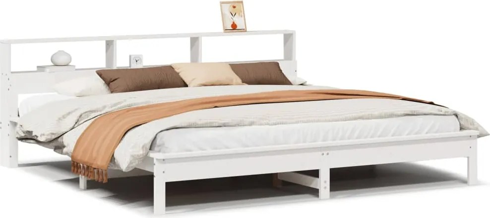 vidaXL fehér tömör fenyőfa ágy matrac nélkül 200 x 200 cm