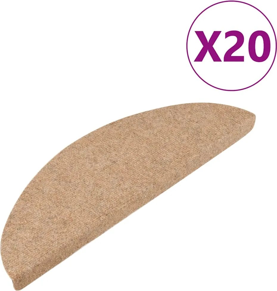 vidaXL 20 db bézs öntapadó lépcsőszőnyeg 56 x 17 x 3 cm