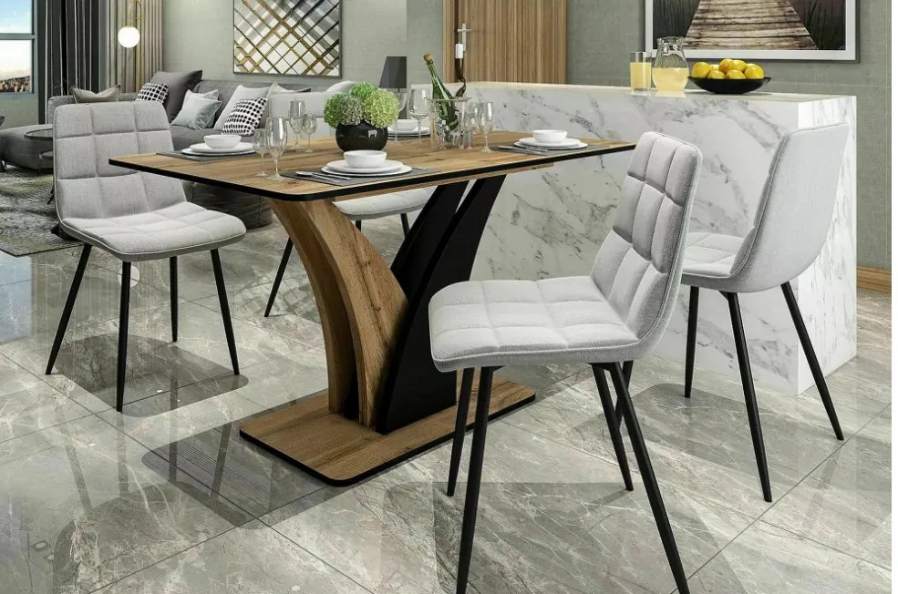 Vento bővíthető étkezőasztal tölgy/fekete 120-160 cm