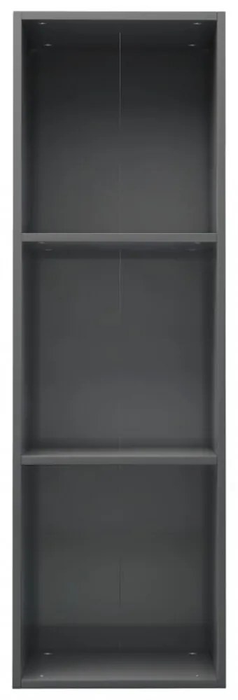 magasfényű szürke szerelt fa könyv-/TV-szekrény 36x30x114 cm