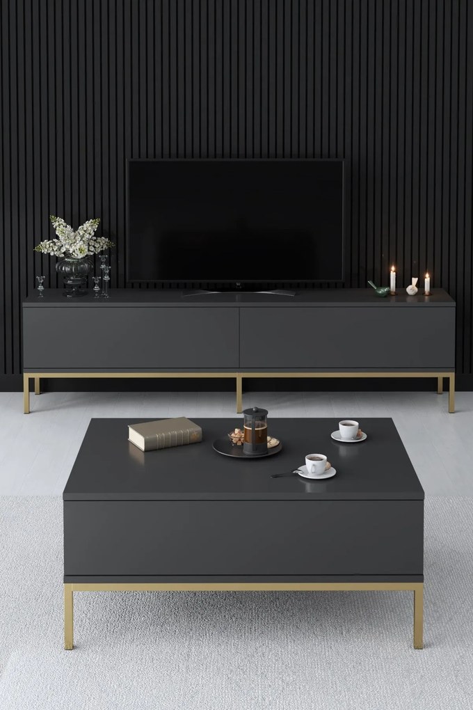 TV szekrény Lord - Anthracite, Gold