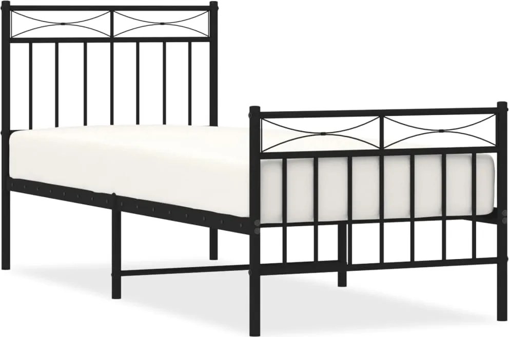 vidaXL fekete fém ágykeret fej- és lábtámlával 80 x 200 cm