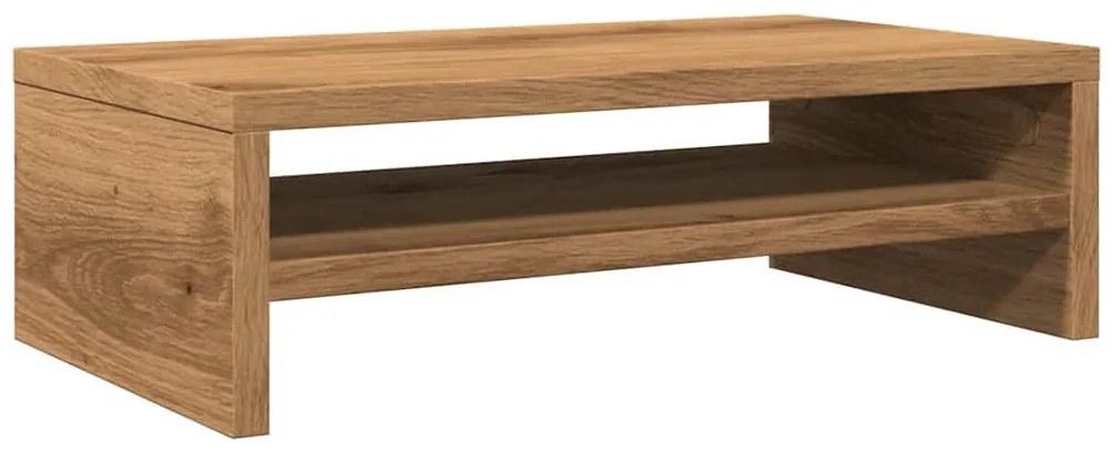 Kézműves tölgy színű szerelt fa monitorállvány 42x24x13 cm