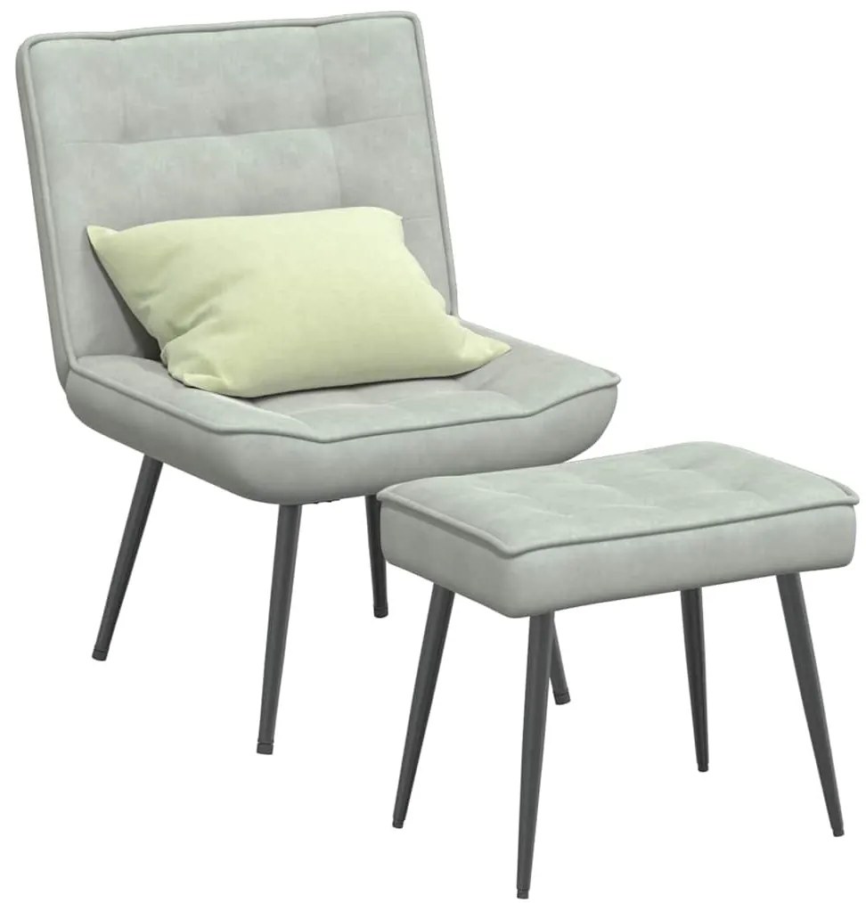 világosszürke bársony pihenőfotel lábtartóval