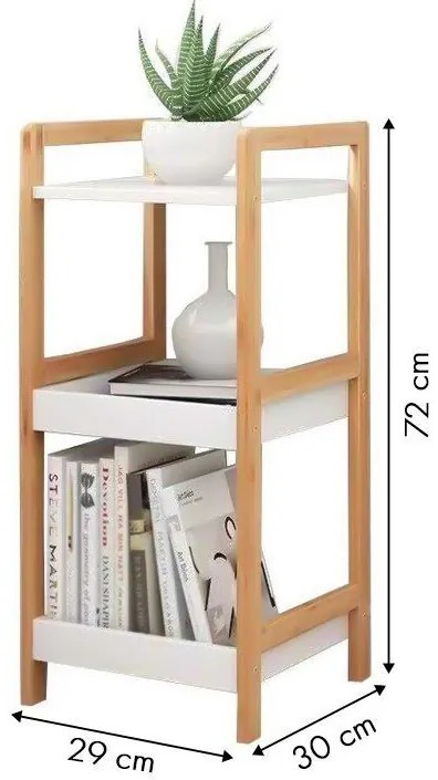 Könyvespolc bambusz kerettel 29x30,5x72 cm