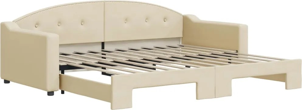 vidaXL krémszínű kihúzható szövet heverő 90 x 200 cm