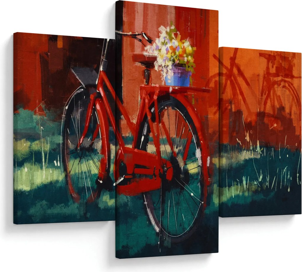 Piros kerék képe, akril festés (90x60 cm)