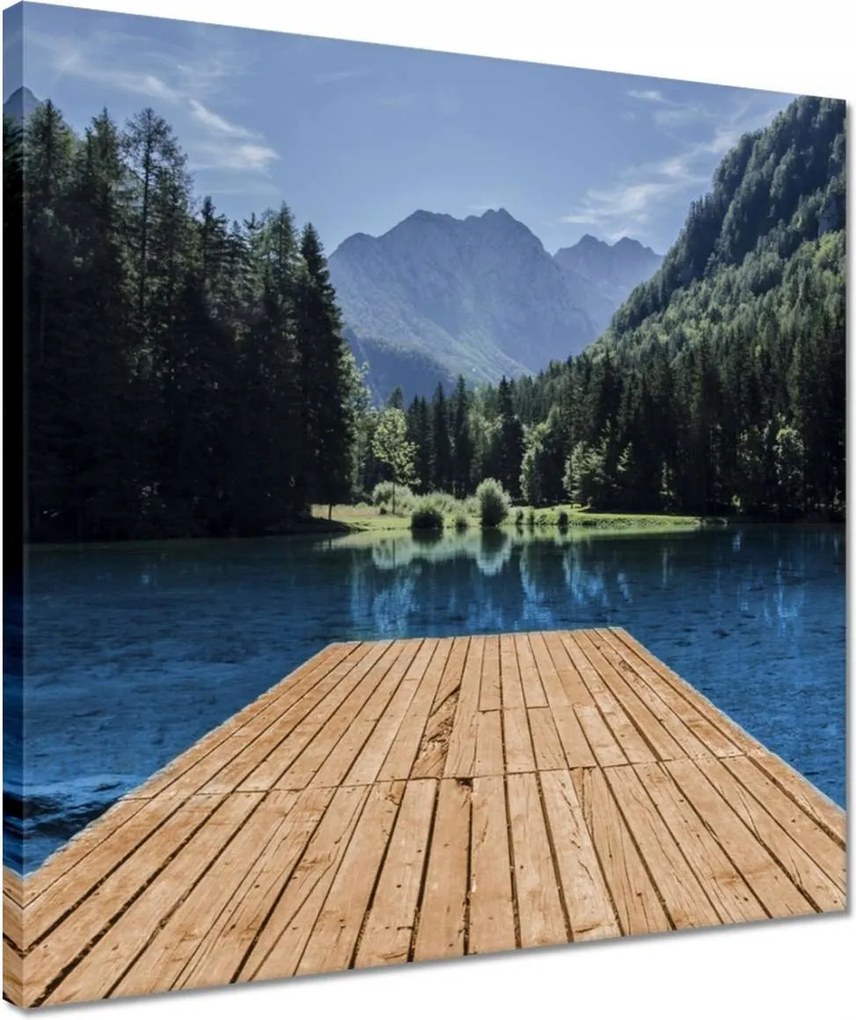 Vászonkép 40x40 Fa móló a hegyekben