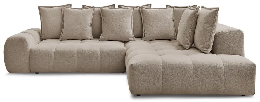 Szürkésbarna zsenília kinyitható-tárolóhelyes sarokkanapé (jobb oldali-L alakú) Everest – Bobochic Paris