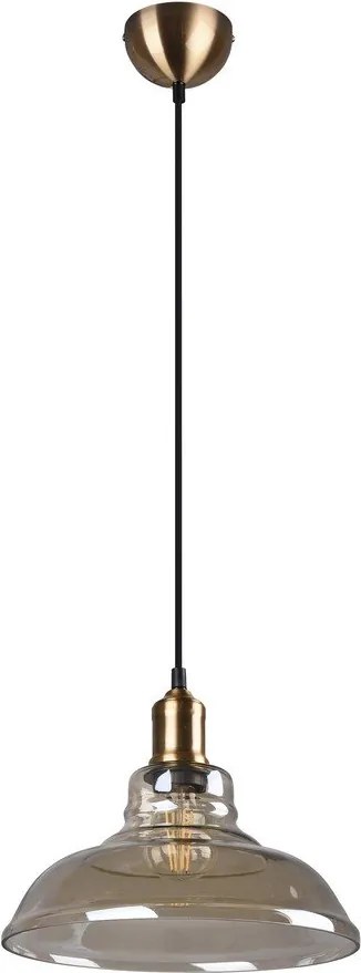 Sárgaréz színű fém függőlámpa üveg búrával ø 28 cm Aldo – Reality