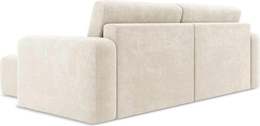 Krémszínű zsenília kinyitható-tárolóhelyes sarokkanapé (jobb oldali-heverő résszel) Kona – Makamii