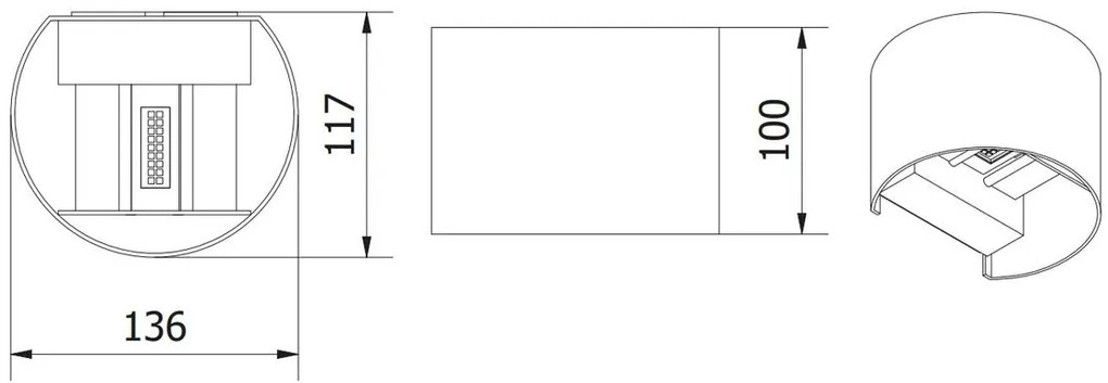 Lámpa Fali lámpa MISSOURI-O, 7W, 540lm, AC220-240V, 50/60 Hz, PF>0,5 ,Ra≥80, IP54, IK08, 4000K, kör, szürke