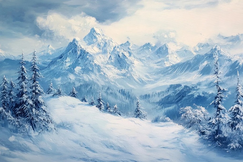 Fotótapéta Flizelina Tájkép Hegyek Csúcsok Tél Hó Fagy 416x254 ragasztó