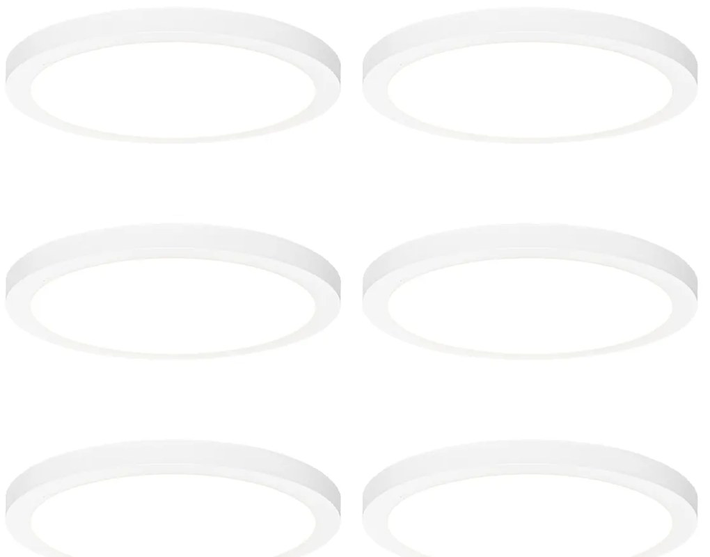 6 darabos süllyesztett vagy felületre szerelt spotlámpa készlet fehér 30 cm LED-del, 3 fokozatú Dim to Warm - Trans