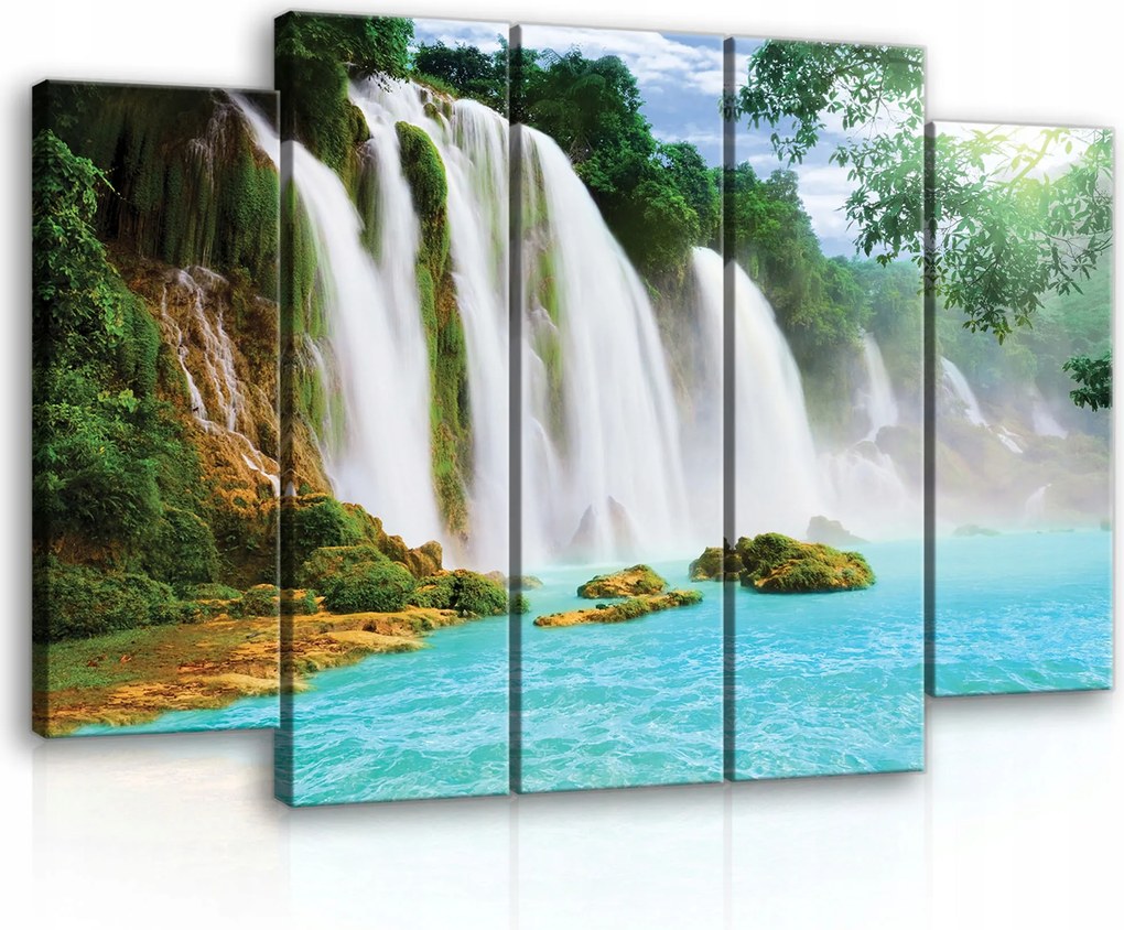 Vászonkép 5 részes Vízesés Vászon Tó XXL 150x100
