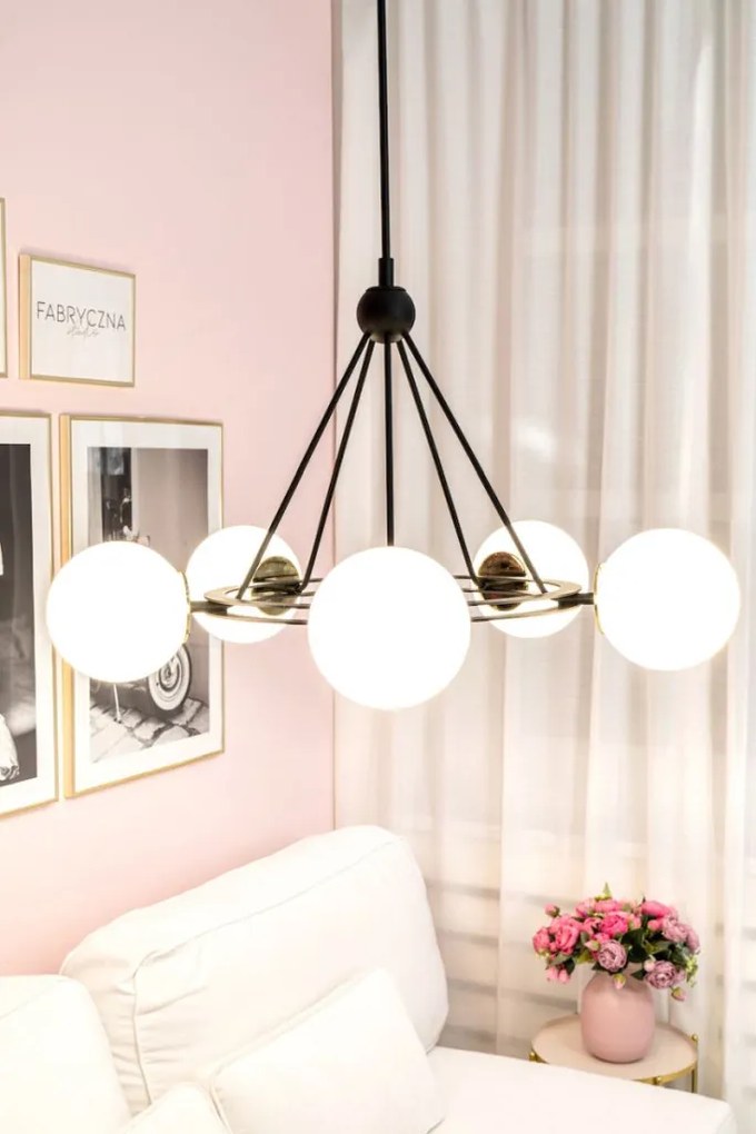 ARGON 2119 AMALFI Modern Csillár Fekete, Sárgaréz, Opál Szőnyeg E27 IP20