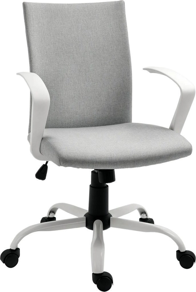 Vinsetto Irodai Szék Állítható Magassággal, Billentő Funkcióval, Forgószék 120 Kg Teherbírással, 61 x 61 x 99 cm Világosszürke és Fehér | Aosom