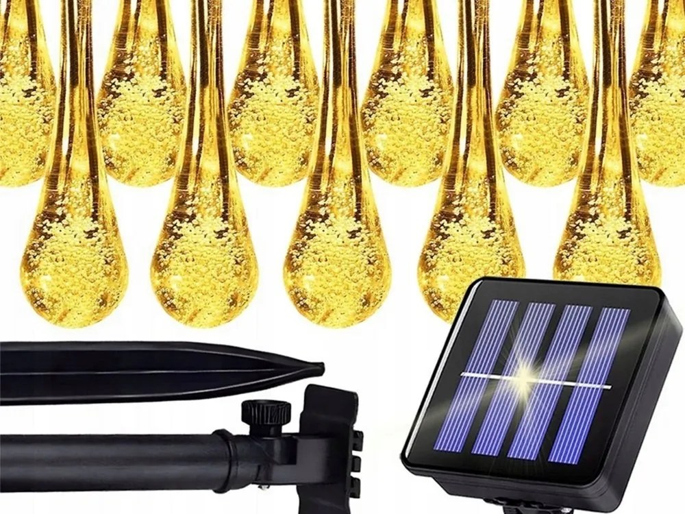 Verk 12380 Napelemes fényfüzér, 50 Led csepp, meleg fehér