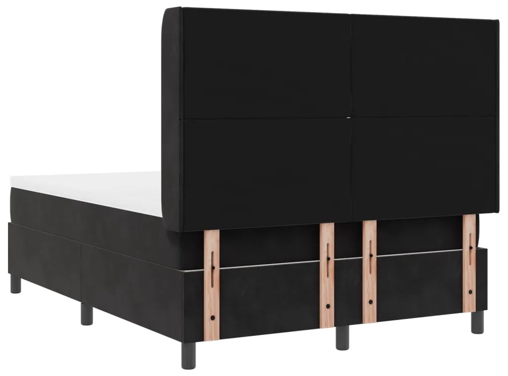 Boxspring Ágy Mattal & LED Fekete 140x190 cm Bársony