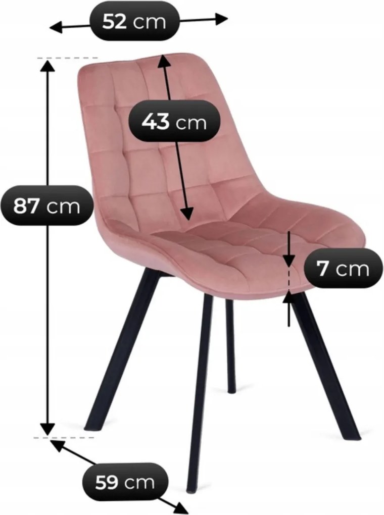 Szék rózsaszín színben, bársony kárpittal. RICK