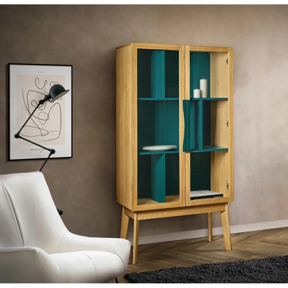 Avon türkizkék könyvszekrény/tálalószekrény - Woodman