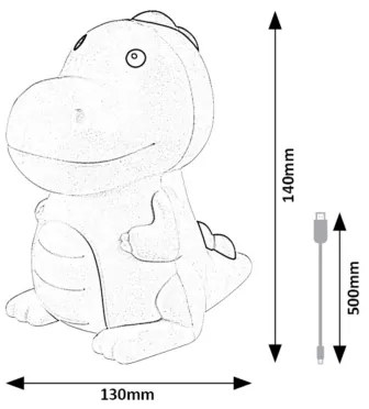 Rabalux 76021 - LED RGB Dimmelhető gyermek kislámpa DINOO LED/0,45W/5V