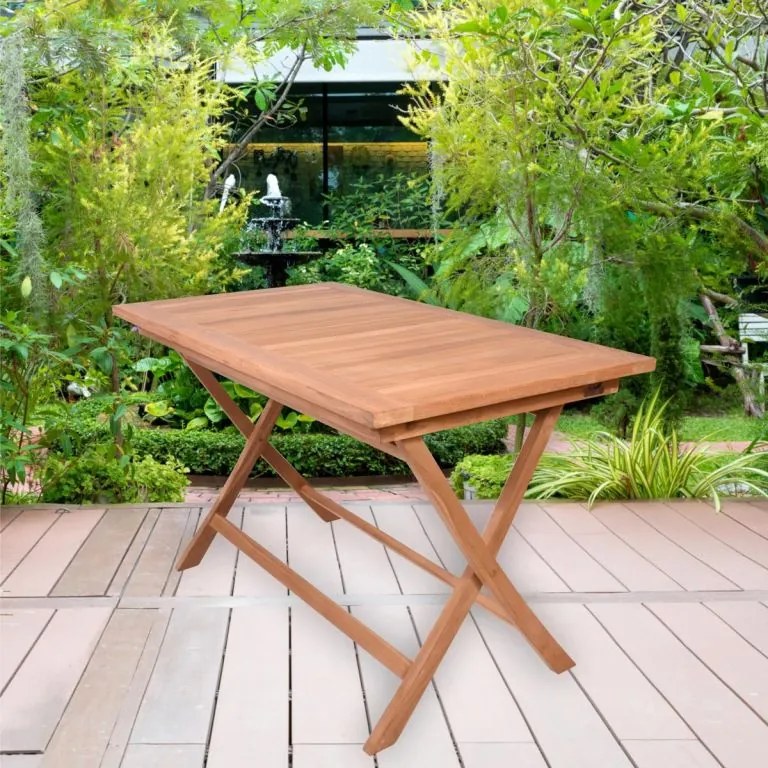 DIVERO Étkezőasztal kezelt tömör teakfa 120 x 70 cm