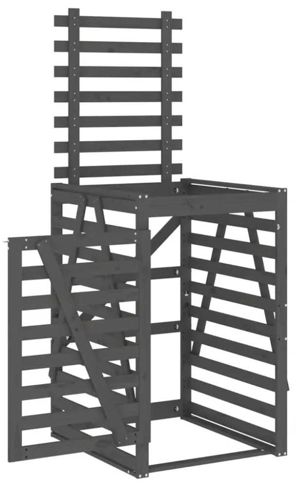 szürke tömör fenyőfa szemeteskuka tároló 84x90x128,5 cm