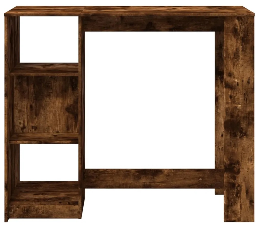 füstös tölgy színű szerelt fa bárasztal polccal 124x46x103,5 cm
