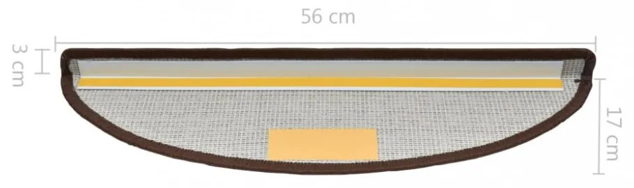 10 db lépcsőszőnyeg 56 x 17 x 3 cm kávébarna félkör alakú lépcsőszőnyeg