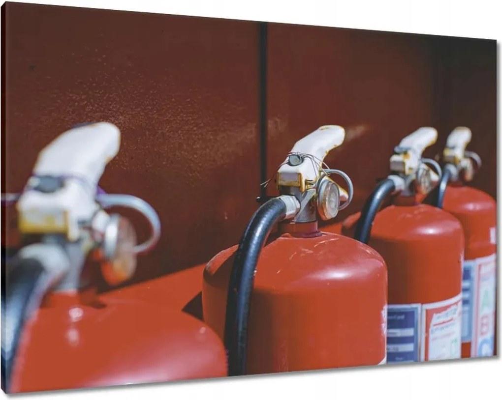 Vászonkép 100x70 Piros tűzoltó készülékek tűzoltók