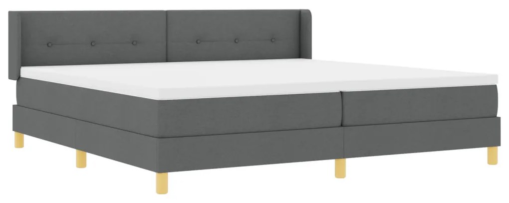 Boxspring ágy matraccal, sötétszürke, 200 x 200 cm, textil