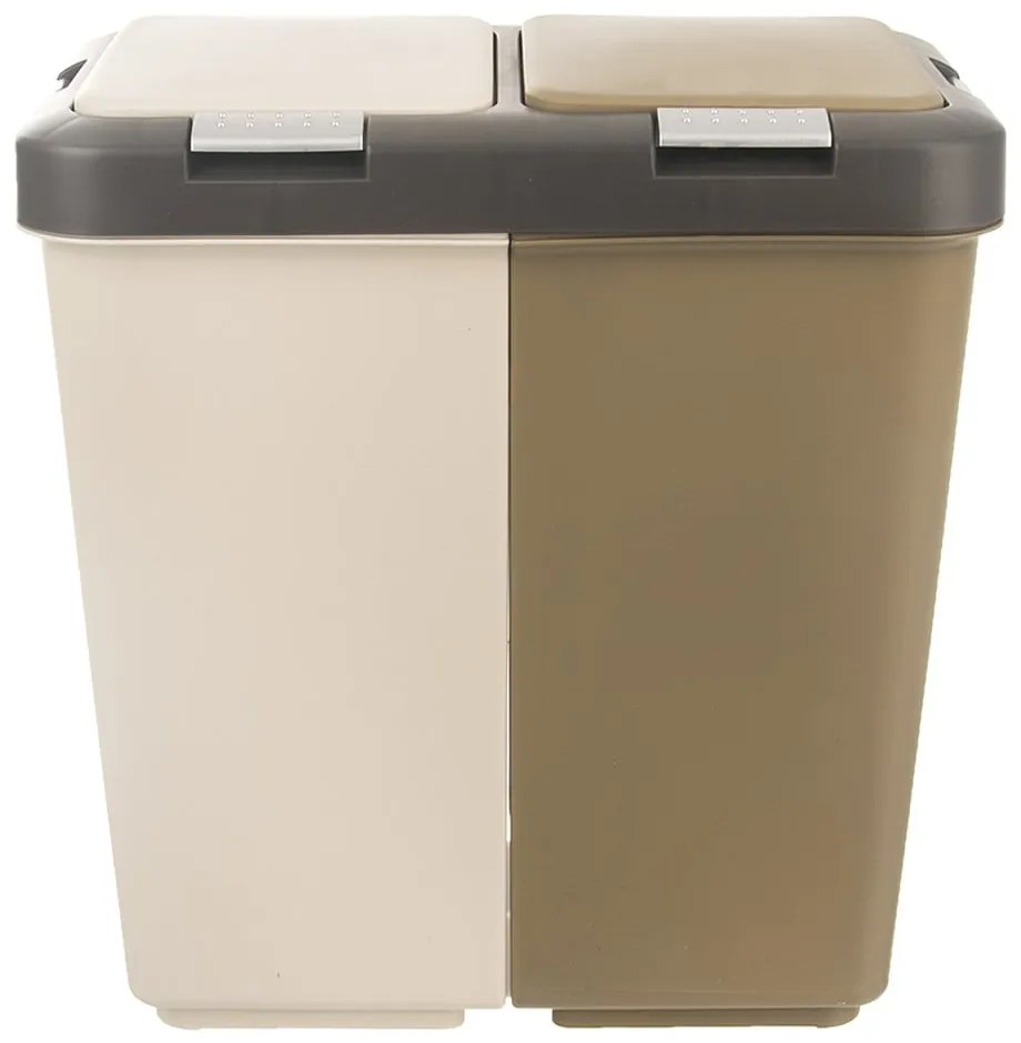 Fehér-bézs műanyag szelektív szemetes 2x20 l Duo Dust – Orion