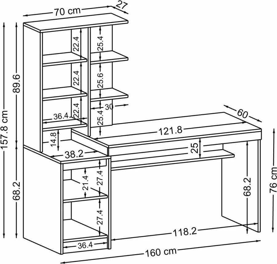 Nora íróasztal, fehér-atlanti fenyő, 160 cm – TR283VLN1138