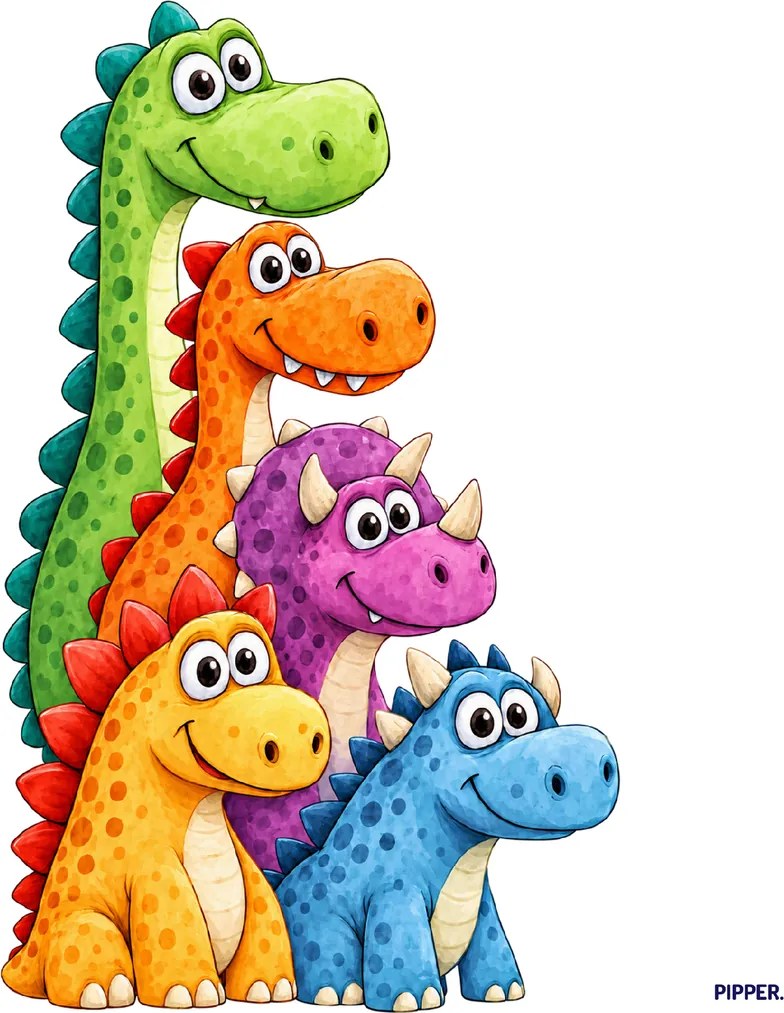 PIPPER. Színes dinoszauruszok – textil falmatrica